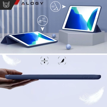Etui do Apple iPad 10.2" 9/8/7 Gen (2021/2020/2019), Ochronne Smart Case z Klapką i Podstawką, Odporne TPU, Wzmocnione Narożniki, Alogy BookGuard™ – Granatowe