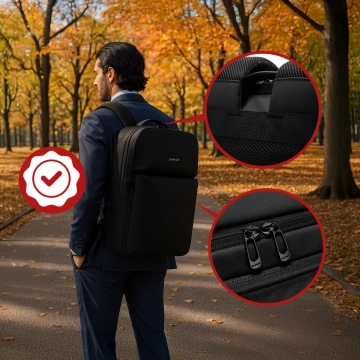 Bange wasserdichter Rucksack für 15,6-Zoll-Laptop, Stadtreisender, 45 x 30 x 16 cm, für Arbeit, Flugzeug, Herren, Damen, mit USB-Anschluss Schwarz