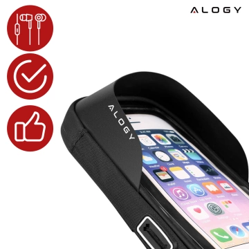 Etui torba wodoodporna rowerowa sakwa na rower na telefon 6.4 cali uchwyt na kierownicę 0.5L Alogy czarna