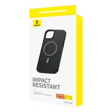 Magnetyczne Etui na telefon iPhone 15 Pro Max Baseus Fauxther Series (Czarne)