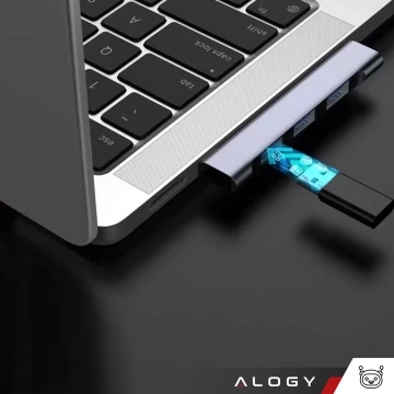 HUB-Splitter Alogy Adapter für Computer-Laptop mit USB-A auf 3x USB-A 2.0 1x USB-A 3.0 Grau