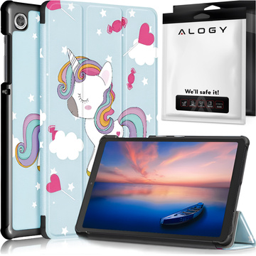Etui do Samsung Galaxy Tab A11 (X130/X135) / A9 2023 8.7" (X110/X115) obudowa na tablet Case Alogy Book Cover Unicorn Jednorożec niebieskie
