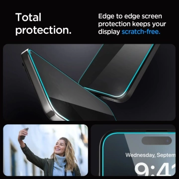Spigen Glas.tR „Ez Fit“ gehärtetes Glas für Apple iPhone 15 Privacy