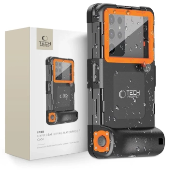 Etui obudowa IPX8 Universal Tauchen Wasserdichtes Gehäuse Schwarz/Orange