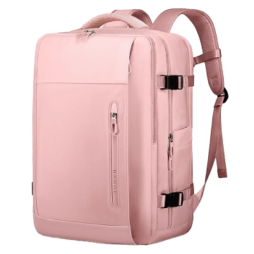 Plecak wodoodporny Bange na laptopa 15.6" miejski podróżny 46x31.5x20 cm do pracy samolotu damski z z gniazdem USB Różowy