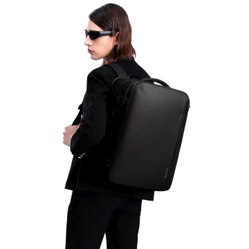 Wasserdichter Rucksack von Bange für 17-Zoll-Laptops, ideal für Stadtreisen, 47,5 x 31 x 26 cm, erweiterbar für Arbeit und Flugreisen, für Damen und Herren, schwarz