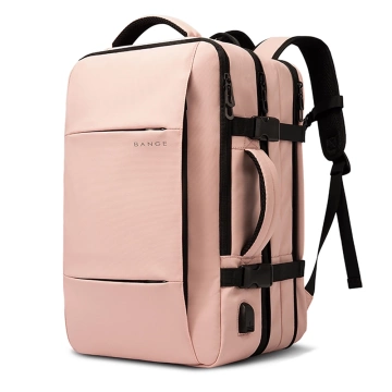 Bange Rucksack Reiserucksack, erweiterbarer Business-Rucksack, geräumige Tasche für 17,3"-Laptops mit USB-Anschluss, Pink