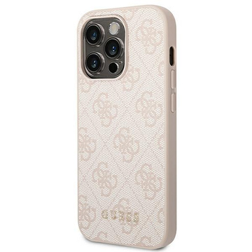 Etui Guess GUHCP14LG4GFPI für Apple iPhone 14 Pro 6,1" różowy/pink Hard Case 4G Metal Gold Logo