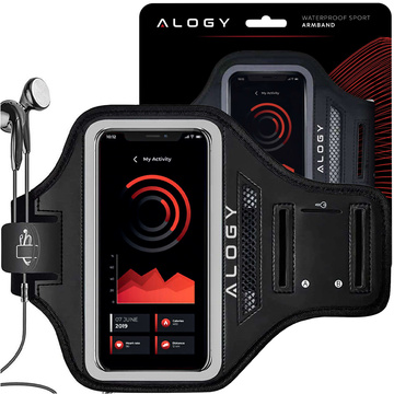 Etui do biegania Alogy WaterProof Sport ArmBand wodoodporna opaska na ramię do telefonu 6.7 cali Czarna