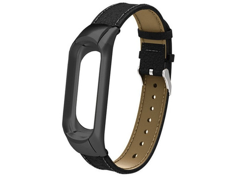 Skórzany pasek Alogy leather band do Xiaomi Mi Ban 3/4 eko skóra czarny
