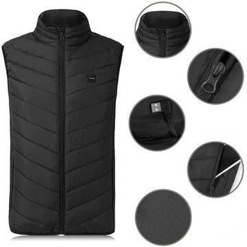 Beheizte Weste Damen Herren ärmellose Jacke USB gesteppt beheizt elektrisch Winter Unisex Größe M Schwarz