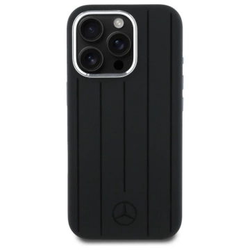 Mercedes-Etui für iPhone 16 Pro Max 6,9" Schwarzes HardCase Silikon Vertikale Tonstreifen MagSafe