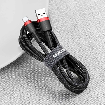 Kabel 3m Baseus Cafule USB-C Type C 2A Czarno-czerwony
