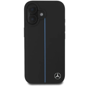 Etui Mercedes do iPhone 16  6.1" Czarny Hardcase MB Blue Line Leather MagSafe