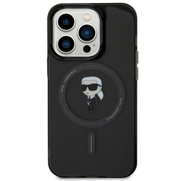 Etui Karl Lagerfeld KLHMP15LHFCKNOK do iPhone 15 Pro 6.1" czarny/black hardcase IML Ikonik MagSafe