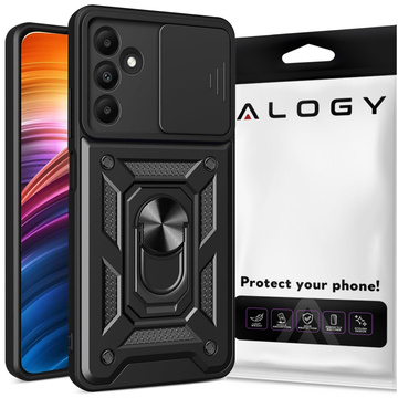 Etui do Samsung Galaxy A55 5G pancerne Slide Case Ring obudowa ochrona aparatu Camshield Alogy czarne