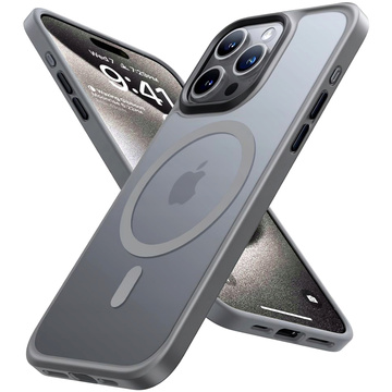Etui do iPhone 15 Pro obudowa Mag Safe Case pokrowiec plecki na telefon MagMat matowe szare + Szkło
