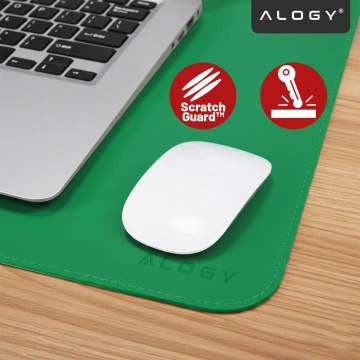 Podkładka na biurko 80×40 cm – antypoślizgowa mata ochronna z eleganckiej ekoskóry PU, pod mysz i klawiaturę, stylowa i trwała – Alogy WorkMat™ Zielona