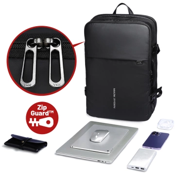 Plecak na Laptopa 17.3" Mark Ryden, Port USB, Wodoodporny, Minimalistyczny i Pojemny 37L, Wygodny, Rozszerzalny z Otwieraniem 180°,  48 × 31 × 14-25 – Czarny