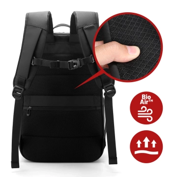 Bange wasserdichter Rucksack für 15,6-Zoll-Laptop, Stadtreisender, 45 x 30 x 16 cm, für Arbeit, Flugzeug, Herren, Damen, mit USB-Anschluss Schwarz