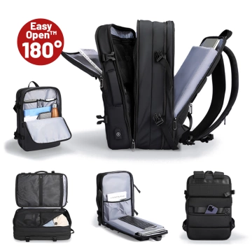 Plecak na Laptopa 17.3" Mark Ryden, Port USB, Wodoodporny, Minimalistyczny i Pojemny 37L, Wygodny, Rozszerzalny z Otwieraniem 180°,  48 × 31 × 14-25 – Czarny
