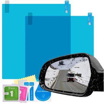 2 x hydrophobe Nano-Folie, Fensteraufkleber, Spiegel, Regen, wasserdicht, für Auto, Auto, Badezimmer, 15 x 20 cm, 2 x Nano-Spiegelfolie