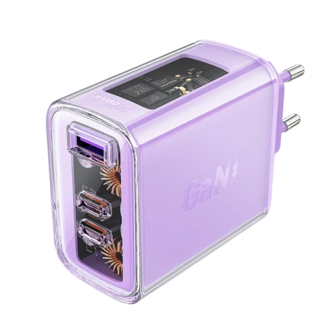 Ładowarka sieciowa Acefast A45 GaN 65W 3 porty USB (1xUSB, 2xUSB-C) fioletowa