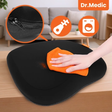 DR.MEDIC ComfySeat™ Ergonomisches Bürositzkissen mit Steißbeinstütze für Auto- und Bürostühle, Schwarz