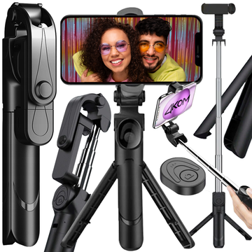 Selfie stick statyw Tripod uchwyt na telefon Alogy Trójnóg kijek do zdjęć selfie pilot Bluetooth 360 Czarny