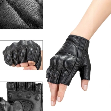 Rockbros 16220006003 L Leder-Motorradhandschuhe – Schwarz