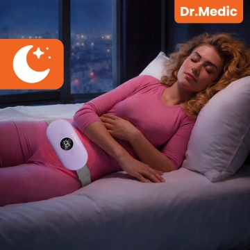 Pas Grzejący z Masażerem na okres i plecy - przeciwbólowy, ciepło + wibracje, 6 poziomów intensywności, akumulator 1800 mAh - Dr.Medic ThermoPulse™ Fioletowy