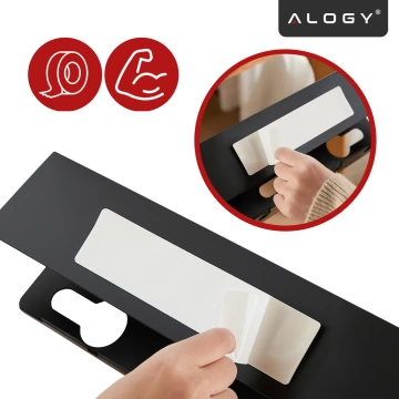 Organizer na Kable 2w1 Pod Biurko i na Ścianę, 40 cm, z Paskiem Klejącym utrzymanie porządku na biurku, Alogy CableHold™ – Czarny