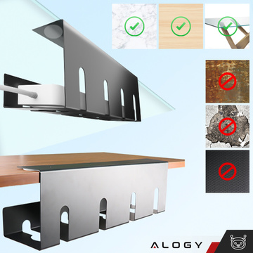 Kabel-Organizer unter der Tischplatte, Ablage für Kabel, Kabelleisten, Tischplatte, Aluminiumhalter Alogy 40 cm Schwarz