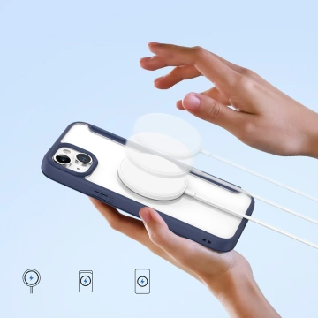 Dux Ducis Skin X Pro Hülle für Apple iPhone 15 Plus Magnetische MagSafe Flip Cover – Blau