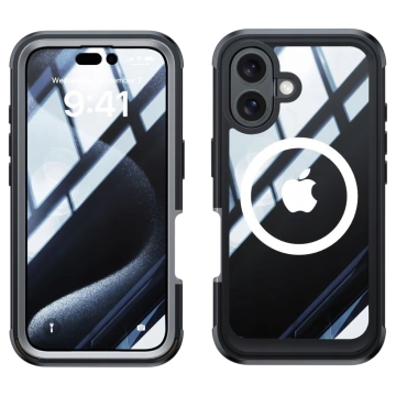 Schutzhülle für Apple iPhone 16 Alogy Shield360 MagCase™️ mit MagSafe-Funktion, inklusive Display- und Kameraschutz, Schwarz