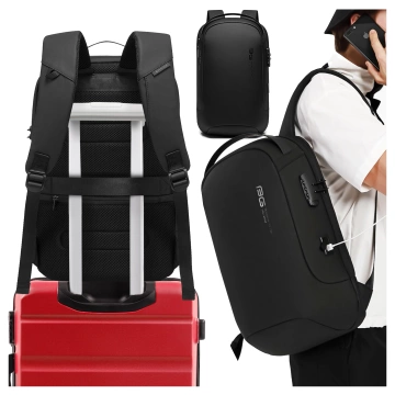 Bange wasserdichter Rucksack für 15,6-Zoll-Laptop, Stadtreisender, 45 x 30 x 16 cm, für Arbeit, Flugzeug, Herren, Damen, mit USB-Anschluss Schwarz