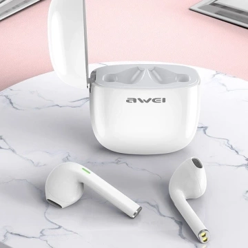 AWEI Słuchawki Bluetooth 5.0 T28 TWS + stacja dokująca Białe