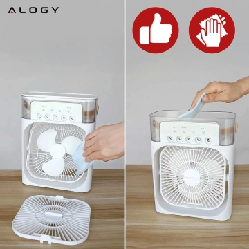 Schreibtischventilator, Standventilator, kleiner Umwälzventilator mit Clip, kabelloser Handventilator, 500 mAh, USB-C, Alogy White
