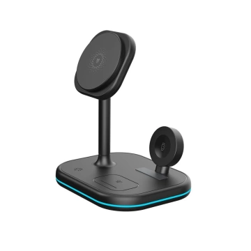 QI15W-A27 3IN1 magnetisches MagSafe kabelloses Ladegerät für iPhone/AirPods/Watch Schwarz