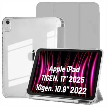 Etui do Apple iPad 11gen. 11" 2025 / 10gen. 10.9" 2022 Ochronne Hybrydowe z Miejscem na Rysik, Składana Okładka, Funkcja Podstawki, Alogy HybridBook™ Case  – Szare