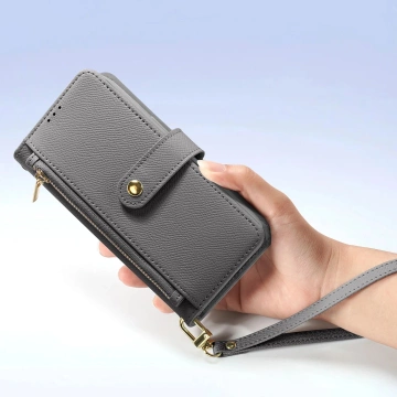 Etui skórzane Dux Ducis Lawa na iPhone 15 Pro Max z MagSafe - szare