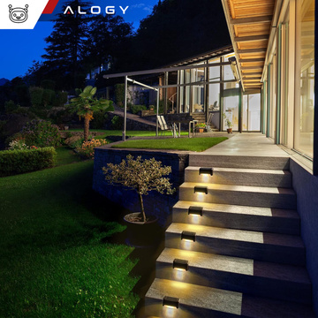 Lampa solarna ogrodowa LED zestaw x8 na taras balkon schody balustradę z czujnikiem zmierzchu akumulator AAA czarna