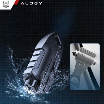 Alogy 2in1 Autosicherheitshammer, Fensterbrecher, Sicherheitsgurtmesser, Schwarz