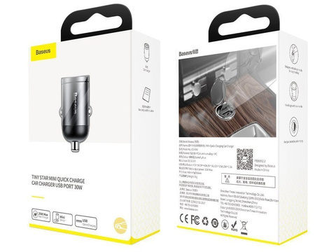 Ładowarka samochodowa Baseus mini QC 3.0 5A 30W Czarna