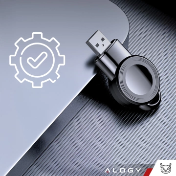 Mini-Induktionsladegerät für Apple Watch mit USB-Ladefunktion, Alogy High-End-Chip, Schwarz