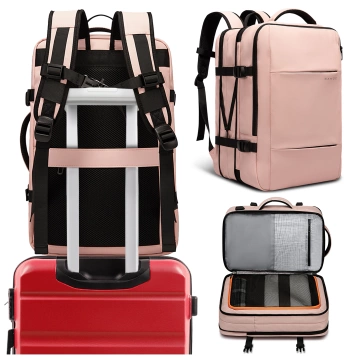 Bange wasserdichter Rucksack für 15,6-Zoll-Laptop, Stadtreisender, 45 x 30 x 16 cm, für Arbeit, Flugzeug, Herren, Damen, mit USB-Anschluss Schwarz
