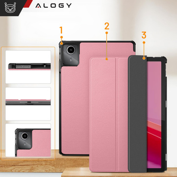 Etui do Lenovo Tab K11 / K11E 11” / M11 10.95" TB330FU / TB330XU / TB331FC Book Case Cover z klapką obudowa futerał pokrowiec Alogy Różowe + Rysik