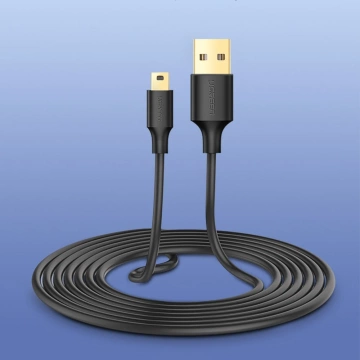 5-pinowy pozłacany kabel UGREEN USB - mini USB 0,5m czarny (US132)
