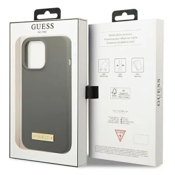 Etui Guess GUHMP13LSPLG do Apple iPhone 13 Pro / 13 6,1" szary/grey hard case Silicone Logo Plate MagSafe