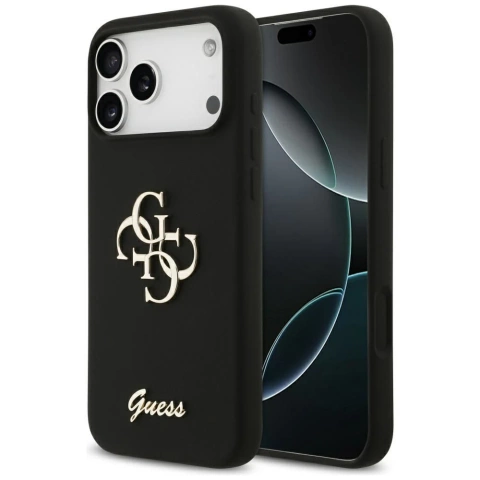 Etui Guess do iPhone 17 Pro Max Silicone Big 4G Script Black